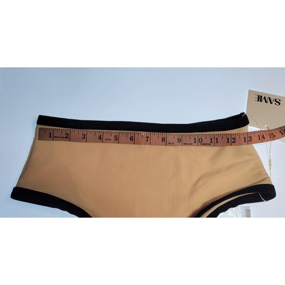 SAME Los Angeles Bottom Swim  Womens High Rise Solid Size Medium Ribbed Beige - Picture 5 of 8